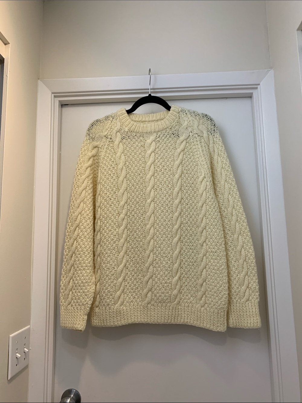 Hand Crafted Cream Cable Knit Women Sweater